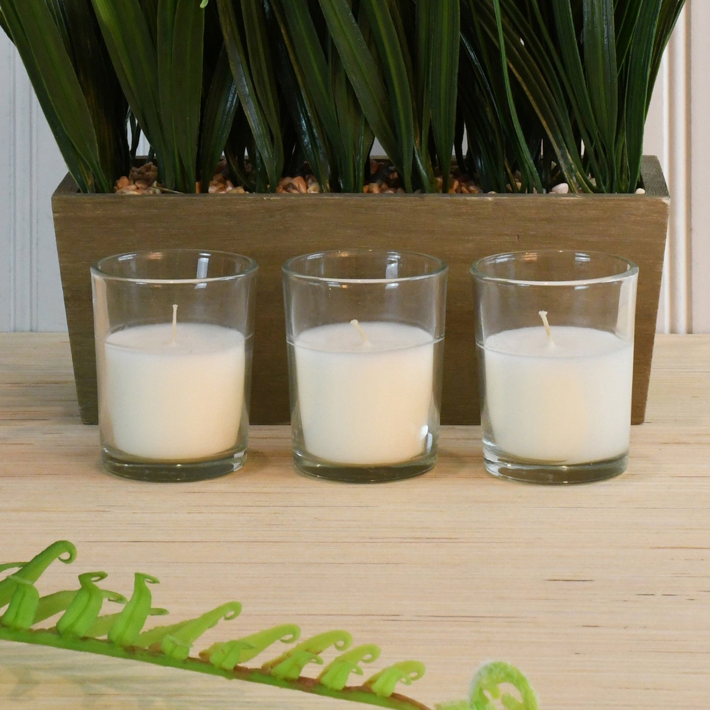 Votive Candles in Clear Glass Holders - Set of 12