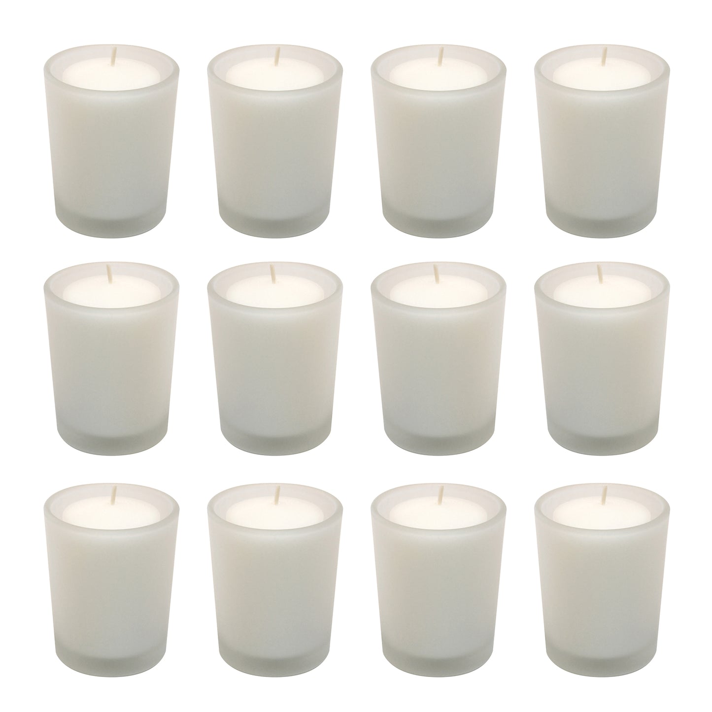 Votive Candles in Frosted Glass Holders - Set of 12