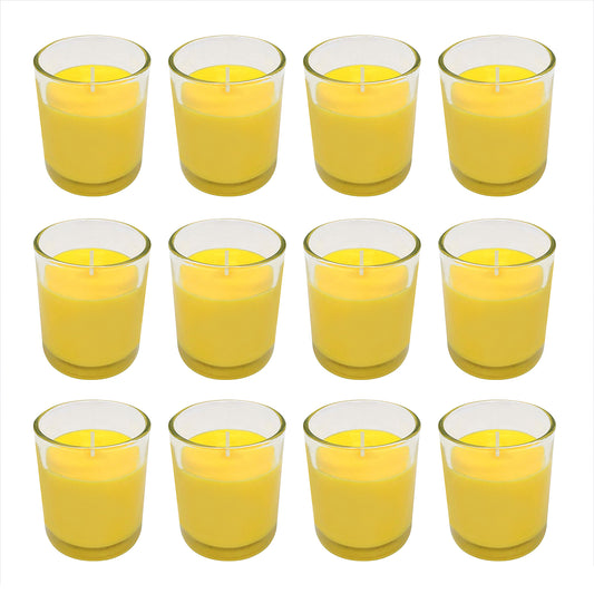 Citronella Votive Candles in Clear Glass Holders - Set of 12