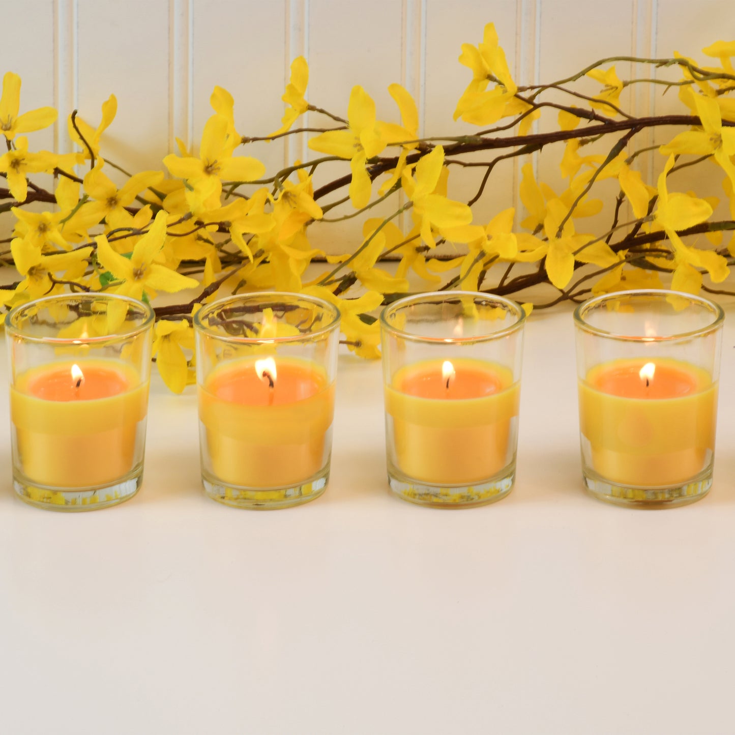 Citronella Votive Candles in Clear Glass Holders - Set of 12