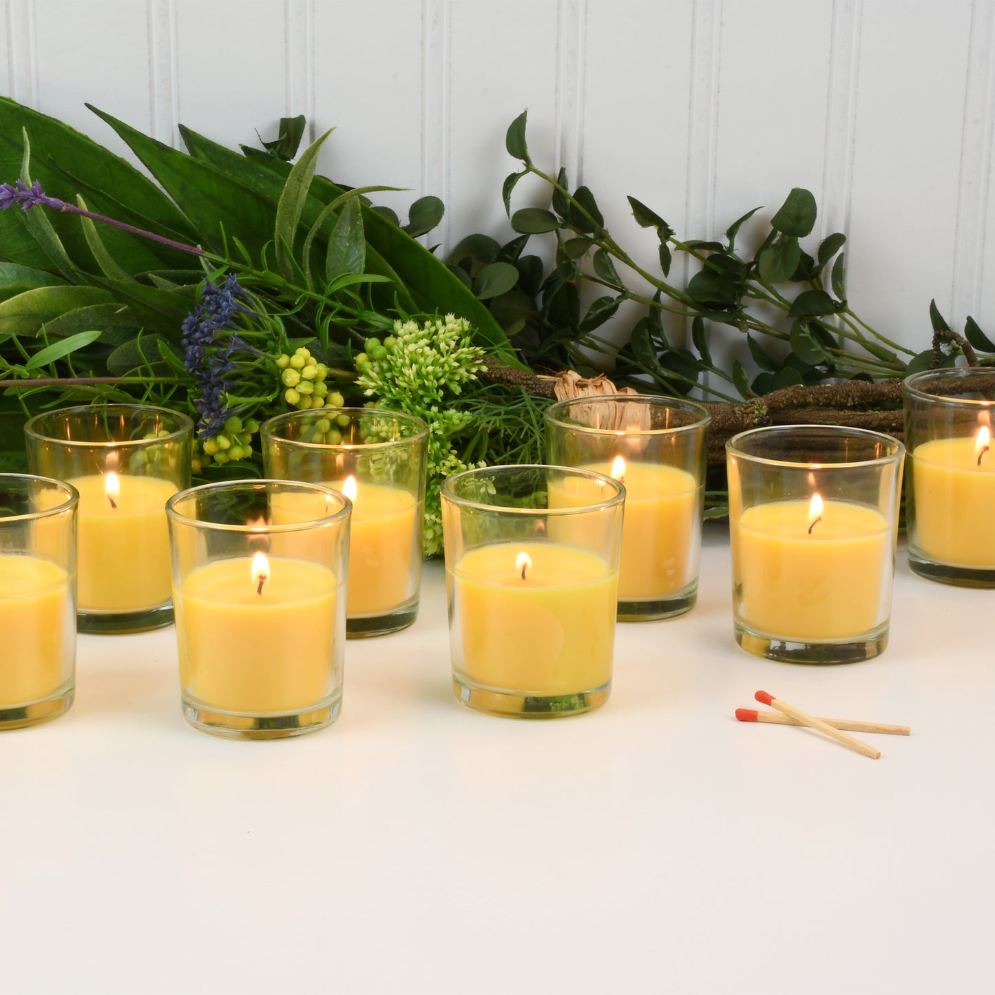 Citronella Votive Candles in Clear Glass Holders - Set of 12