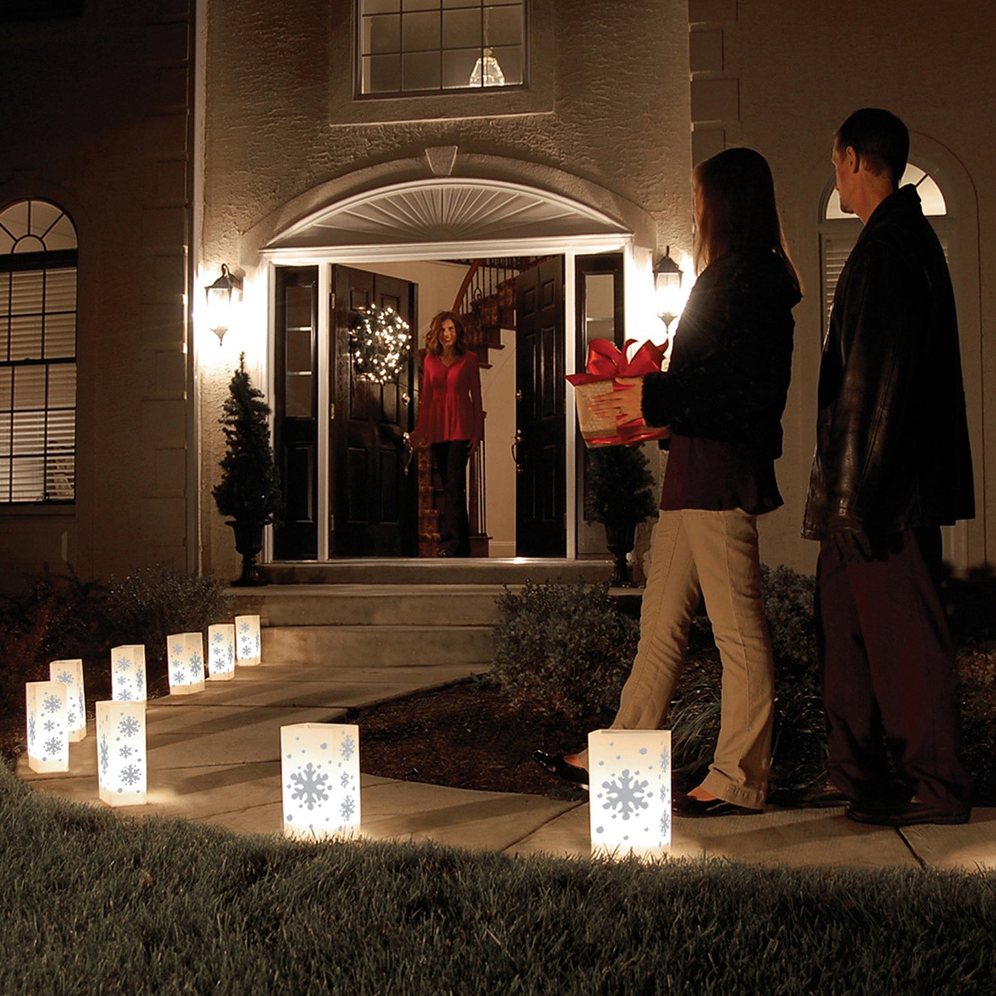 Plastic Luminaria Lanterns, Snowflake - Set of 10