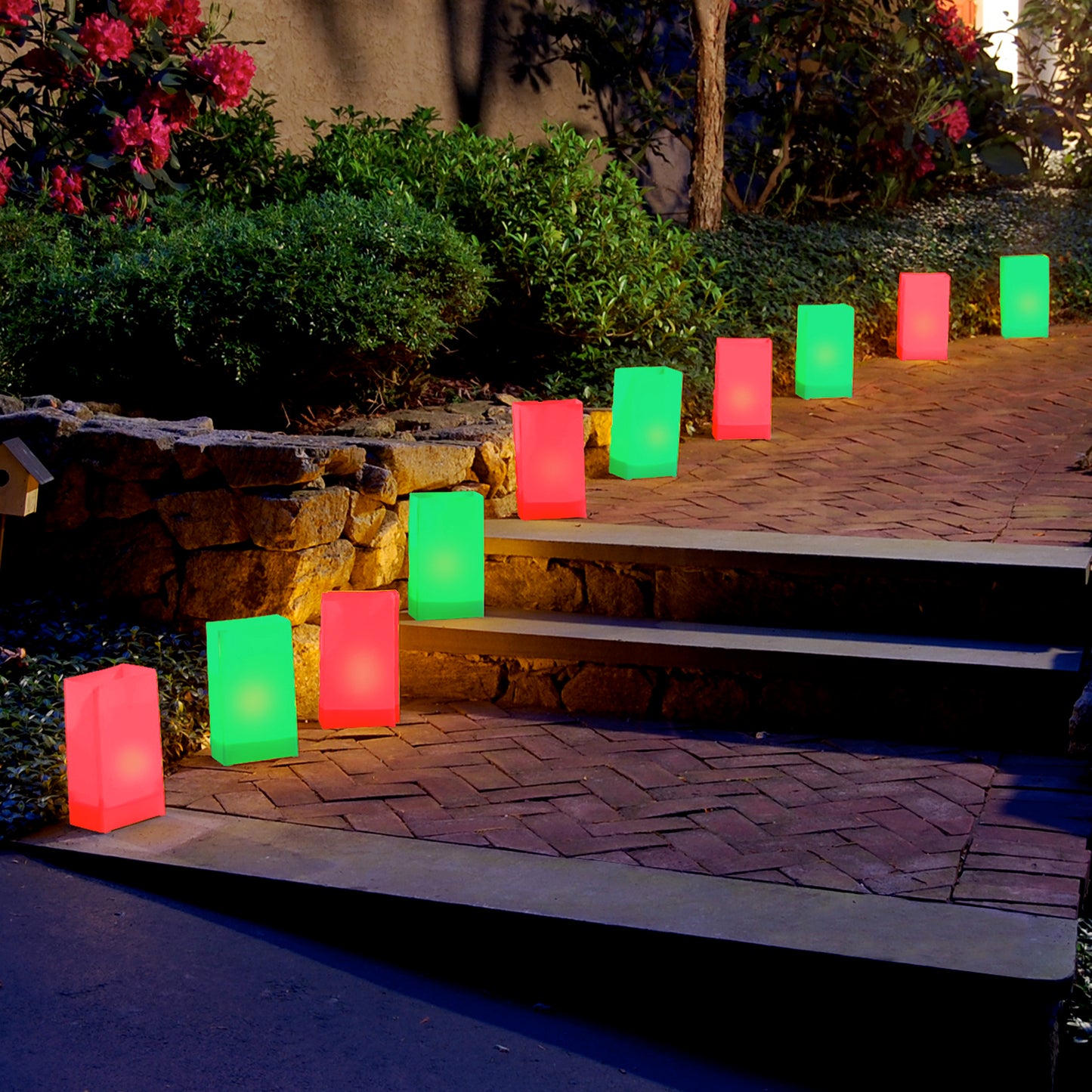 Electric Luminaria Kit, Red and Green - Set of 10