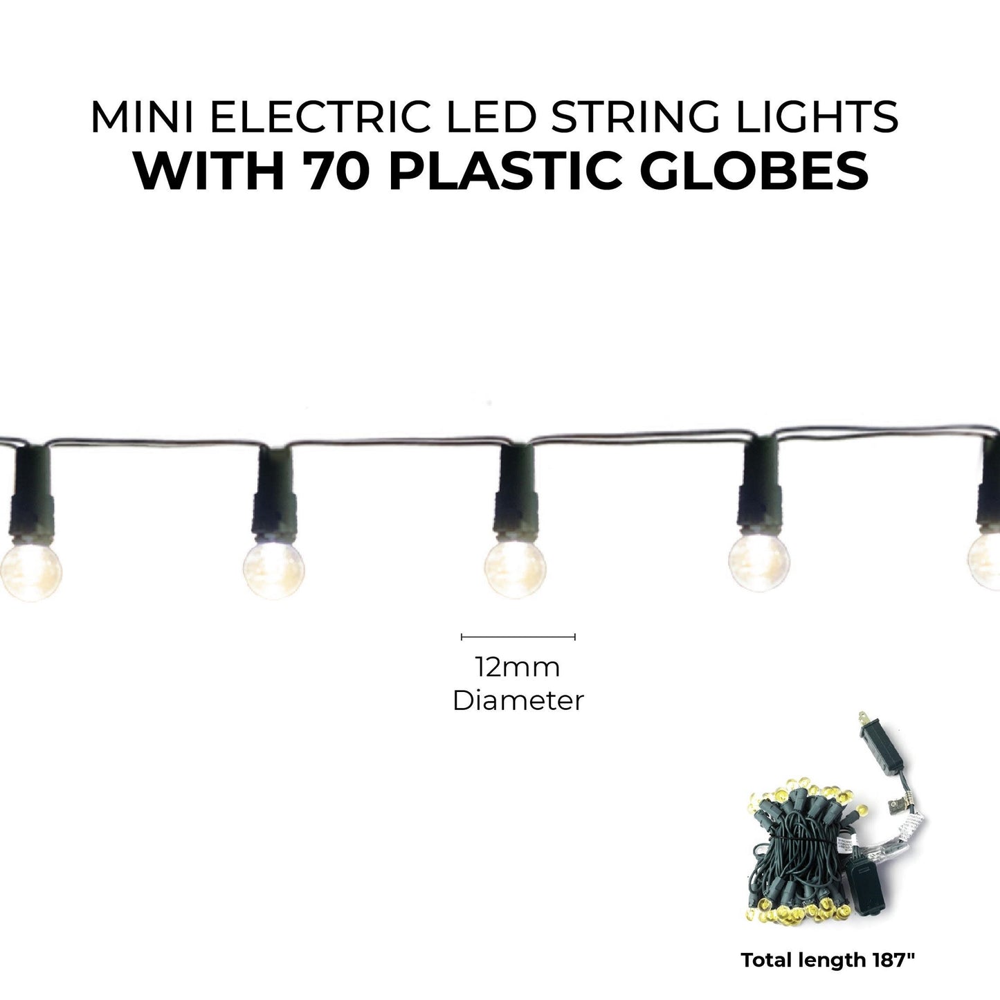 Electric String Lights - Plastic Globes - warm white