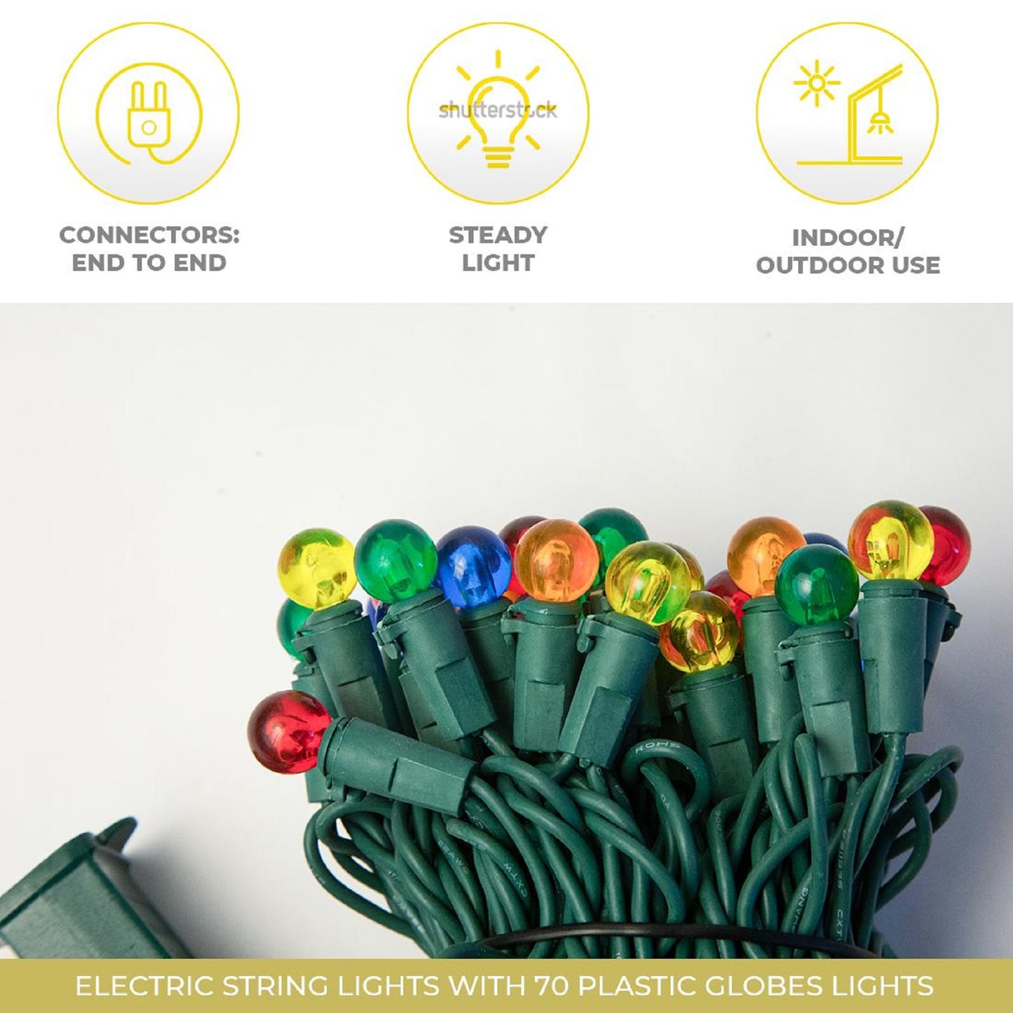 Electric String Lights - Plastic Globes - multi color