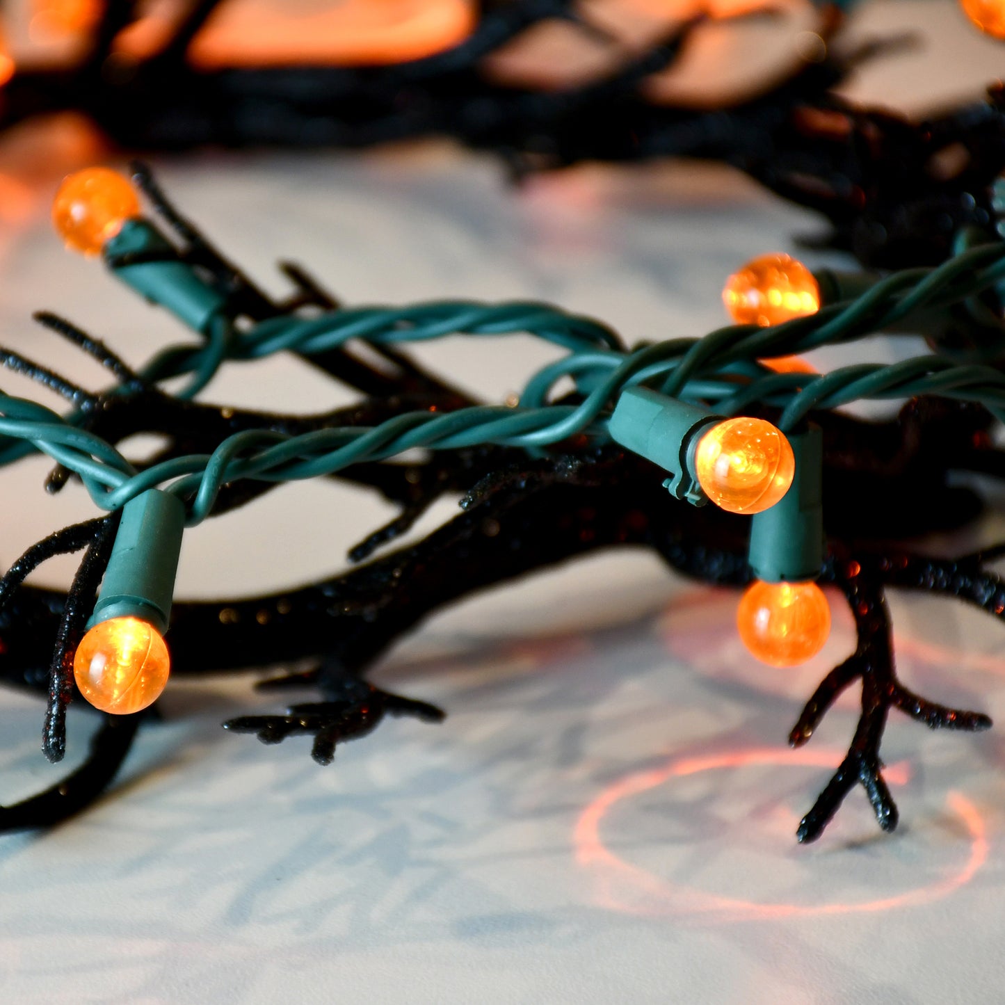 Electric String Lights - Plastic Globes - orange