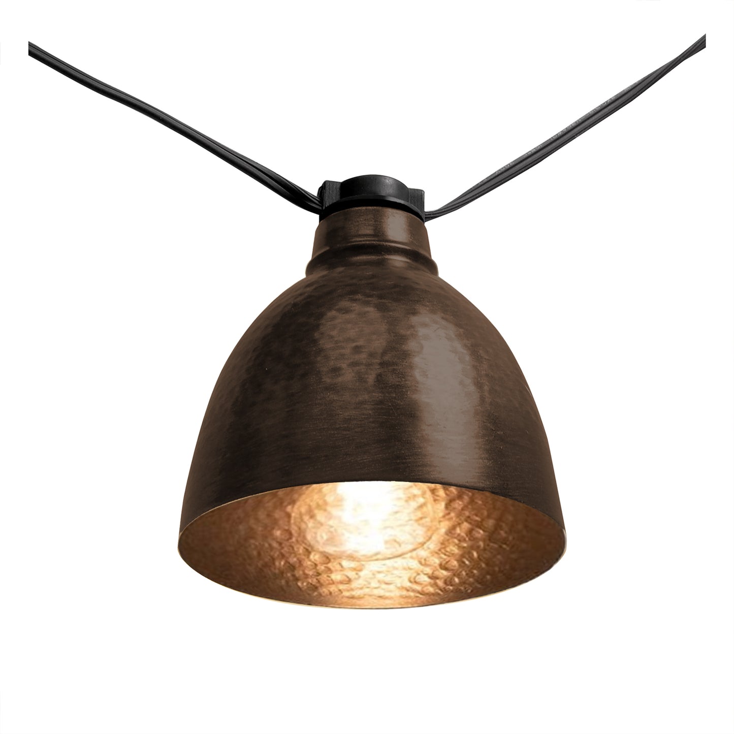 Electric Café String Lights with 10 Bronze Metal Domes