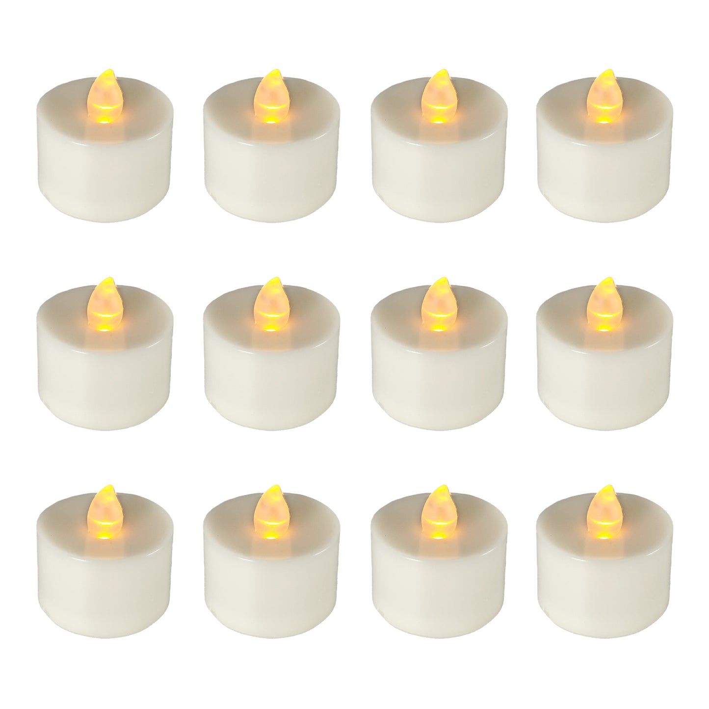 Battery Powered LED Tealights 12 Lights - Amber Flickering