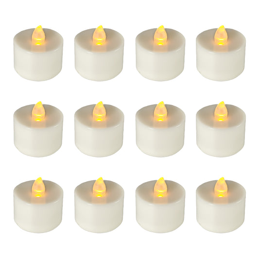 Battery Powered LED Tealights 12 Lights - Amber Flickering