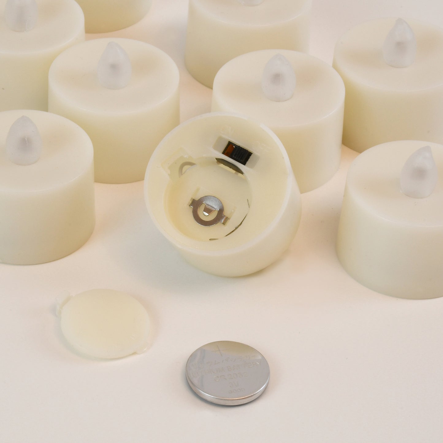 Battery Powered LED Tealights 12 Lights - Amber Flickering