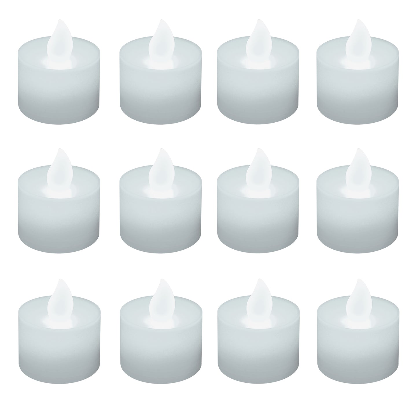 Battery Powered LED Tealights 12 Lights - Bright White Steady