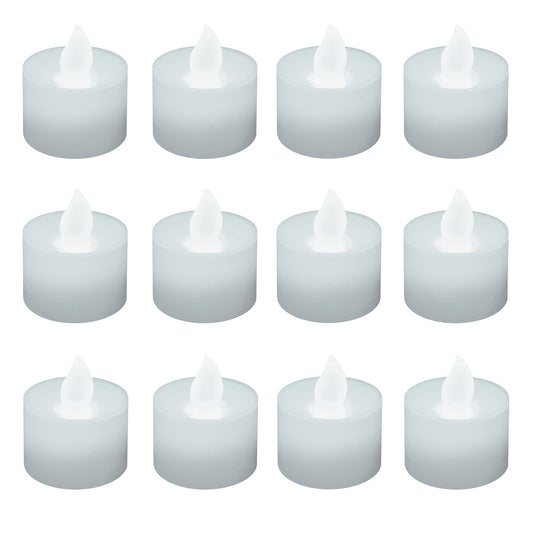 Battery Powered LED Tealights 12 Lights - Bright White Steady