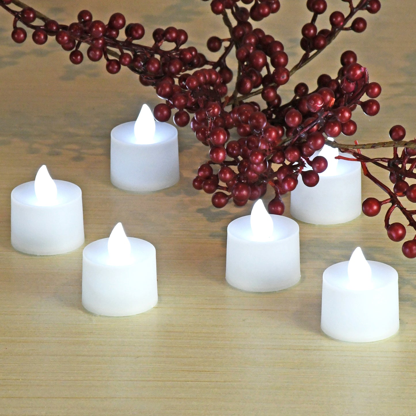 Battery Powered LED Tealights 12 Lights - Bright White Steady