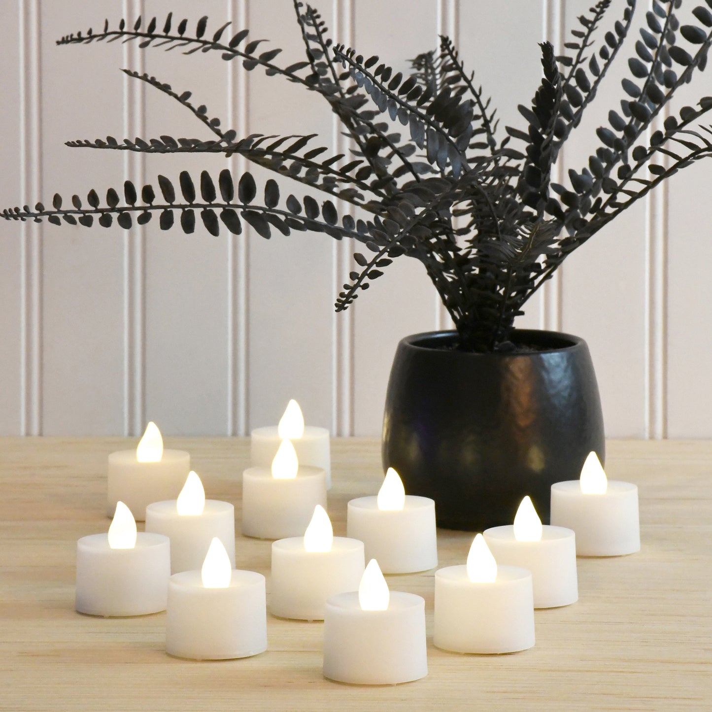 Battery Powered LED Tealights 12 Lights - Bright White Steady