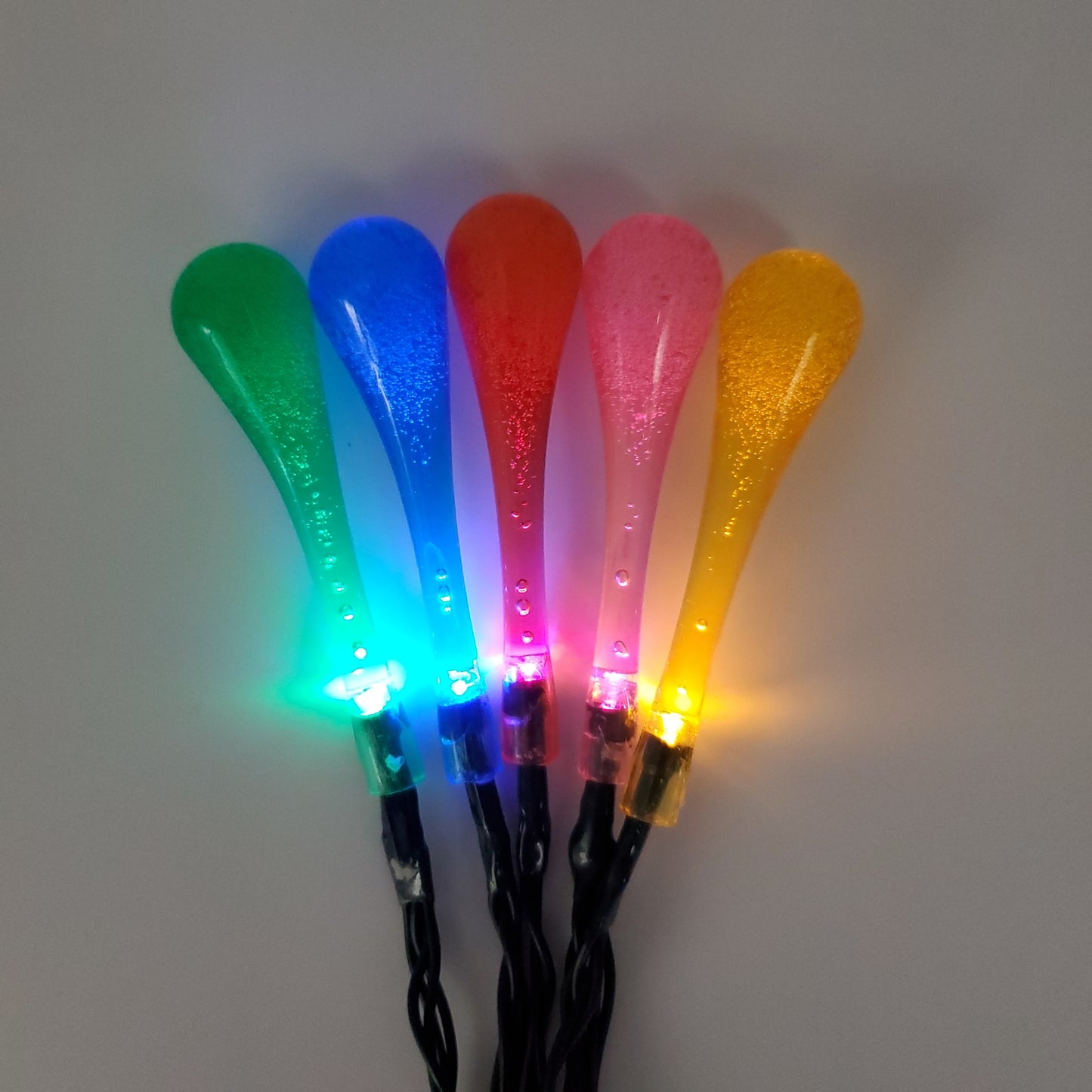 Solar Powered Crystal Water Drop String Lights - Multicolor