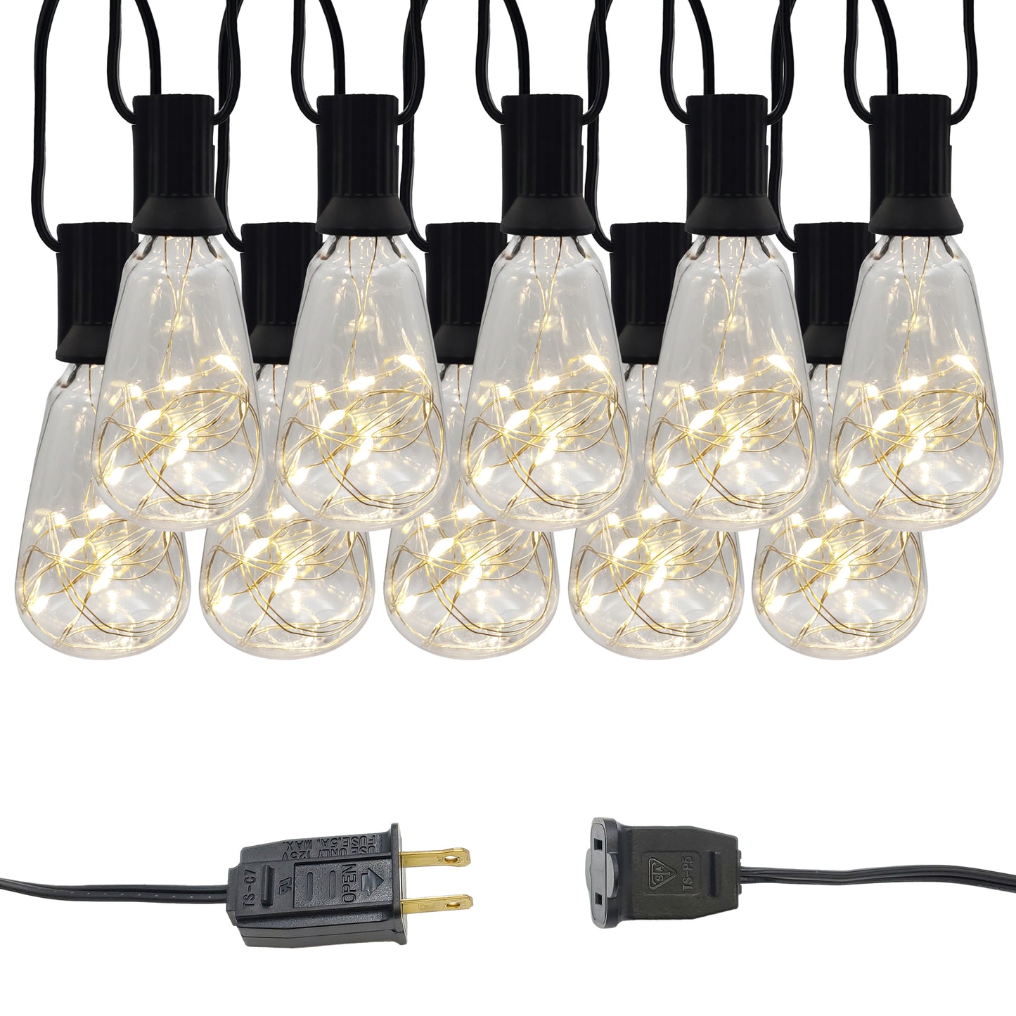 Electric Edison String Lights with Soft White Fairy Lights