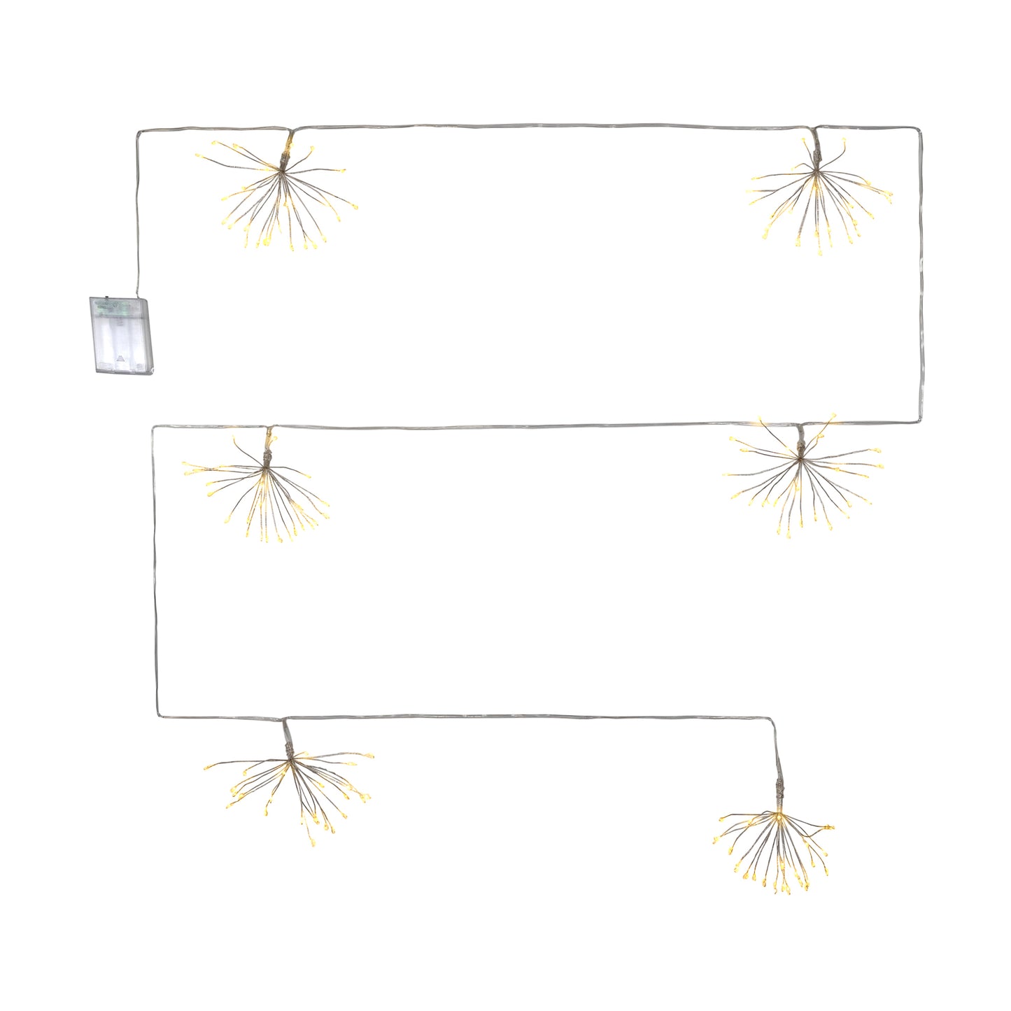 Battery Operated Starburst Garland String Lights with White LED Lights