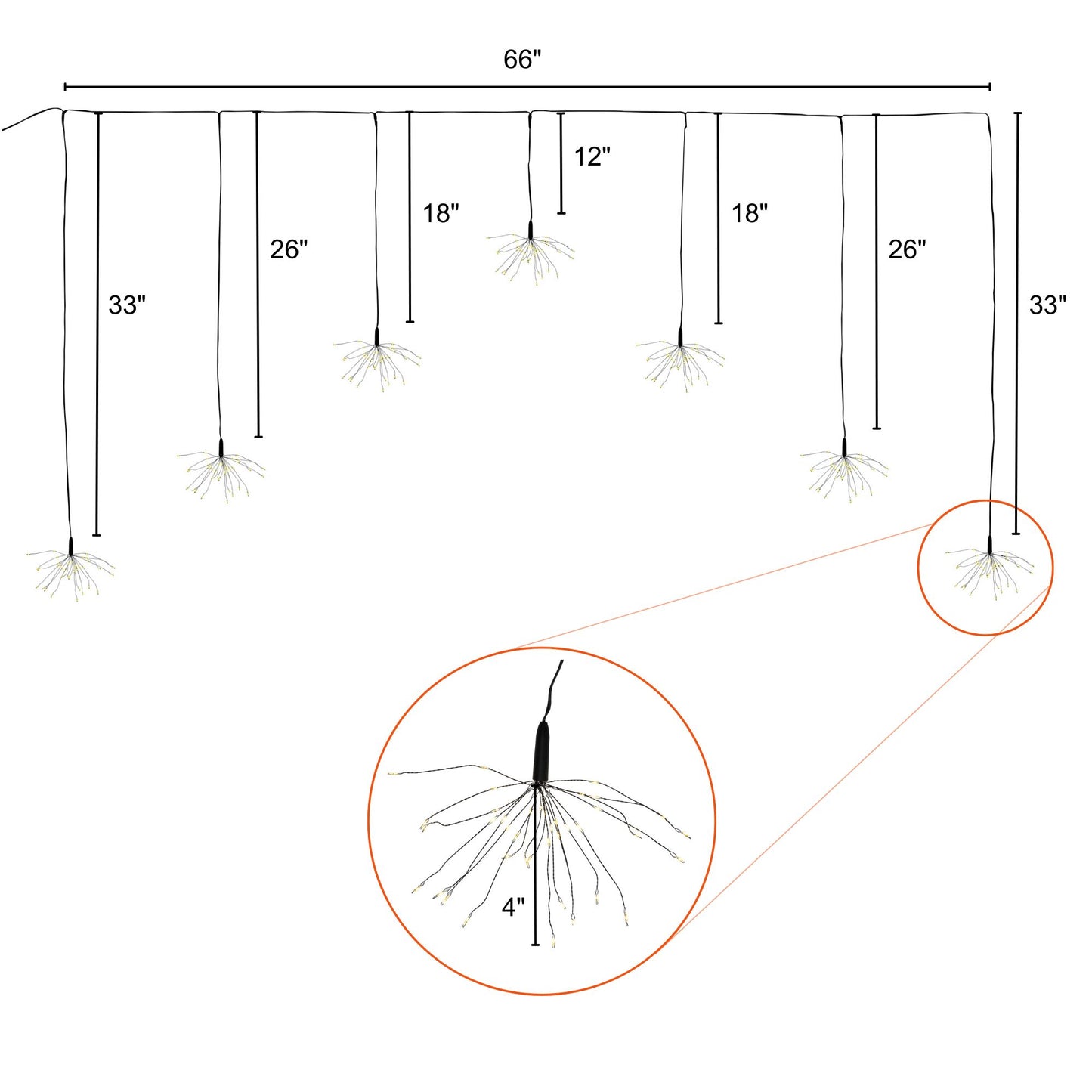 Electric Starburst LED Curtain String Lights