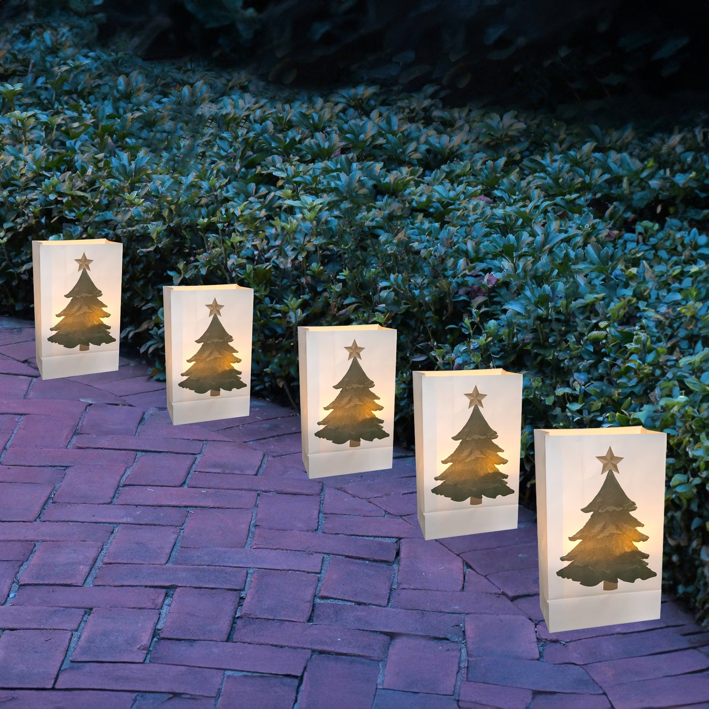 Paper Luminaria Bags, Holiday Tree - Set of 24