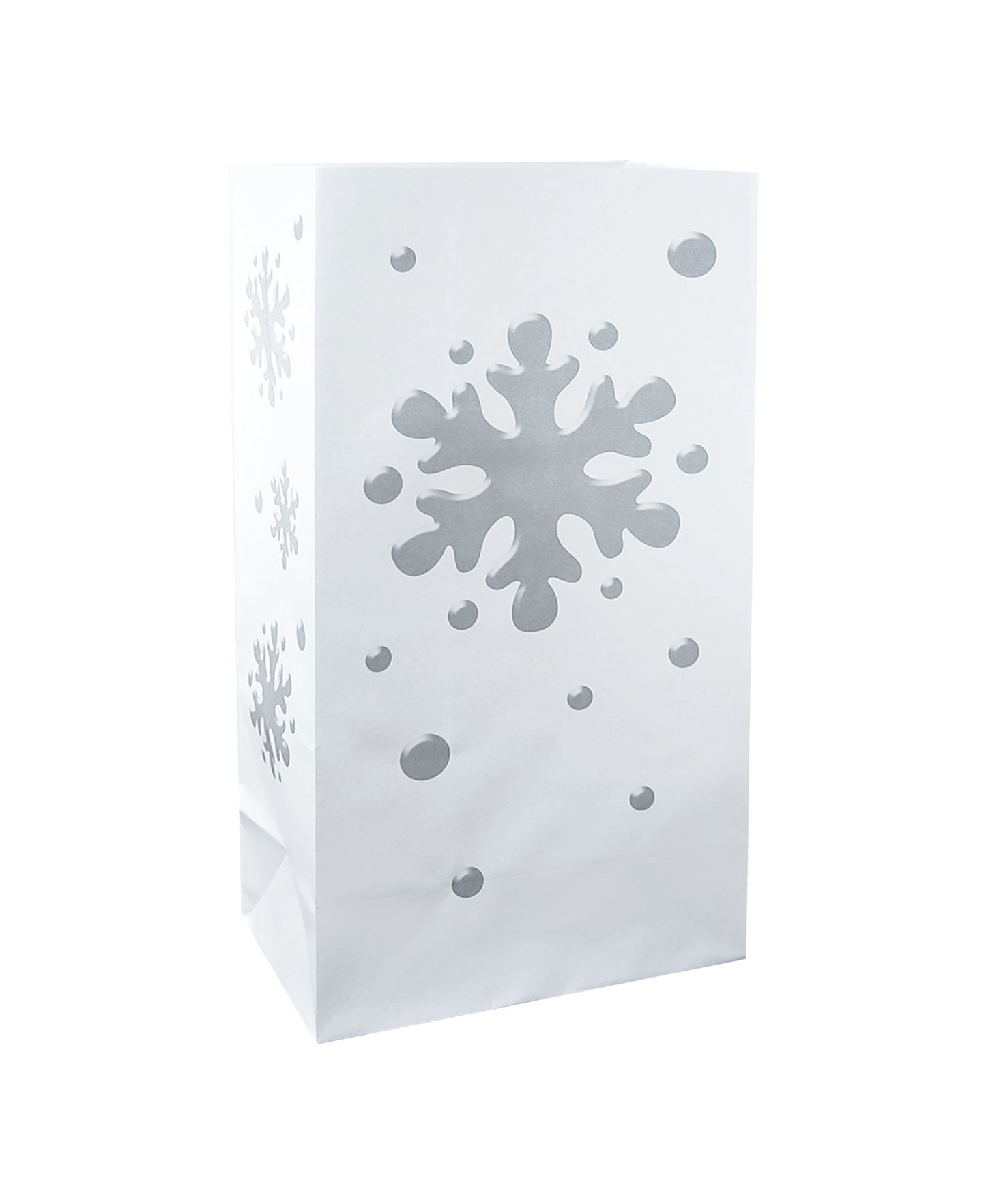 Flame Resistant Paper Luminaria Bags, Snowflake - Set of 12