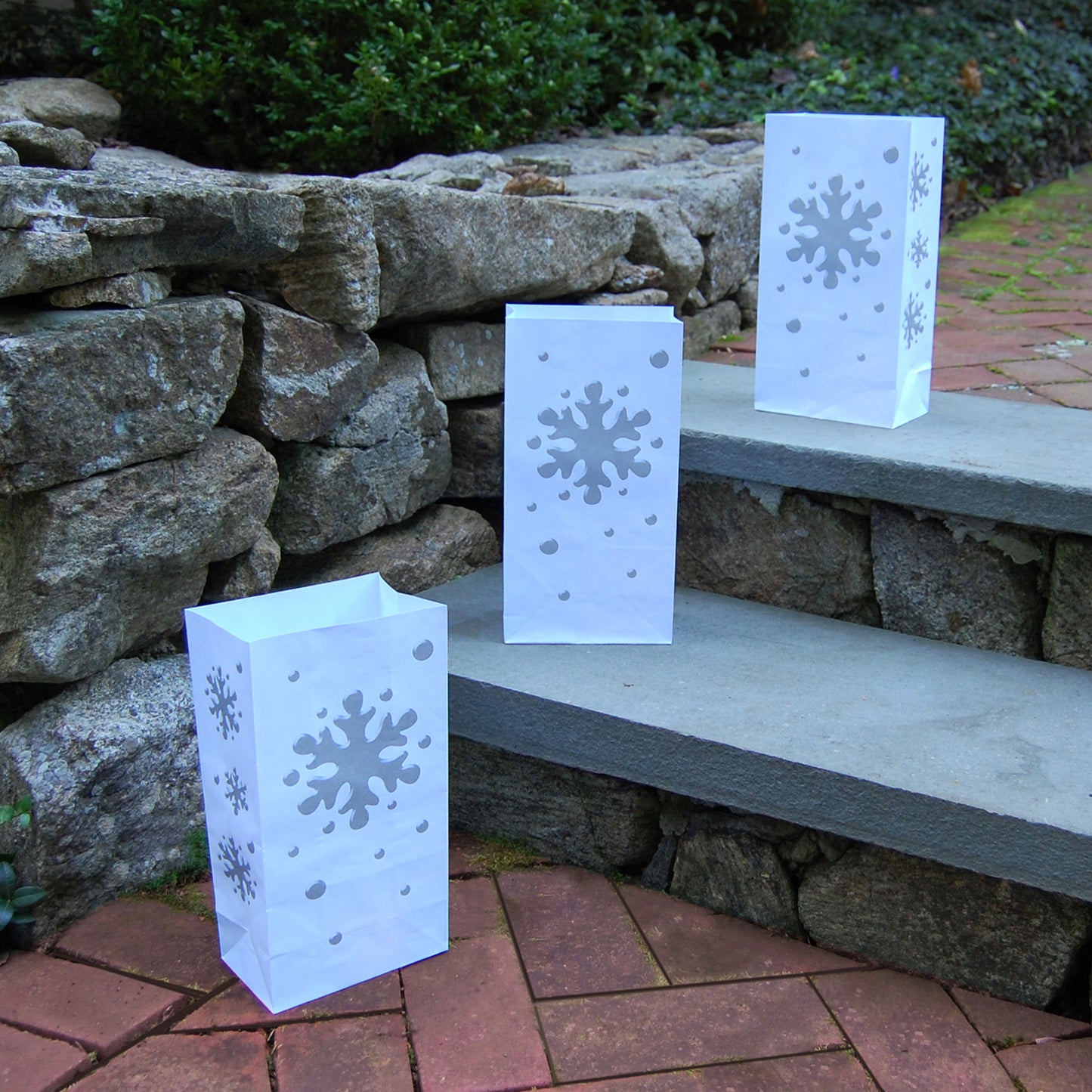 Flame Resistant Paper Luminaria Bags, Snowflake - Set of 12