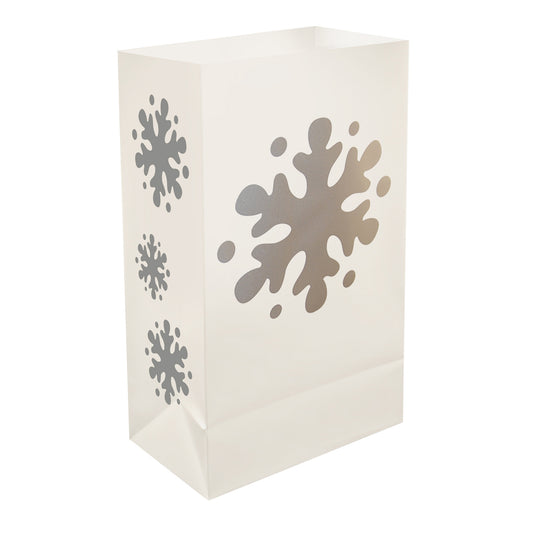 Plastic Luminaria Bags, Snowflake - Set of 12