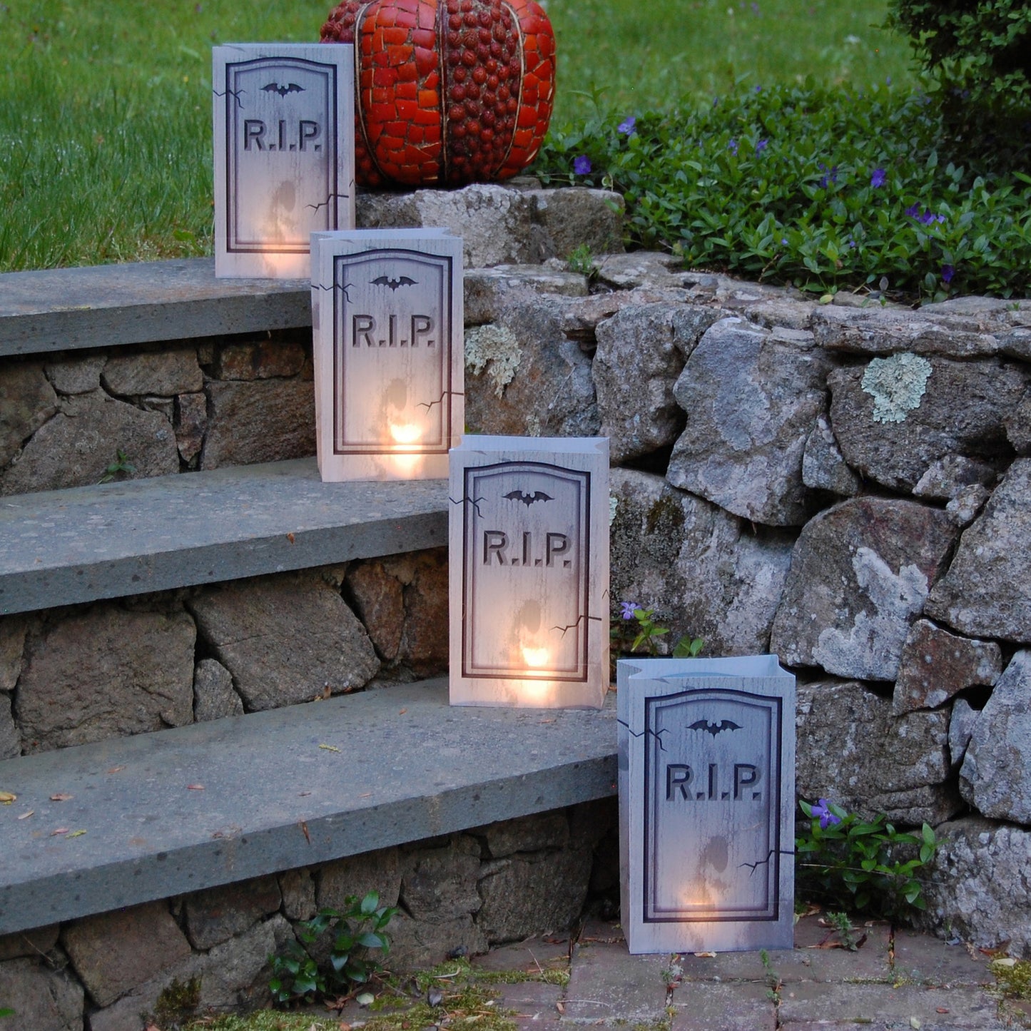 Plastic Luminaria Bags, Tombstone - Set of 12