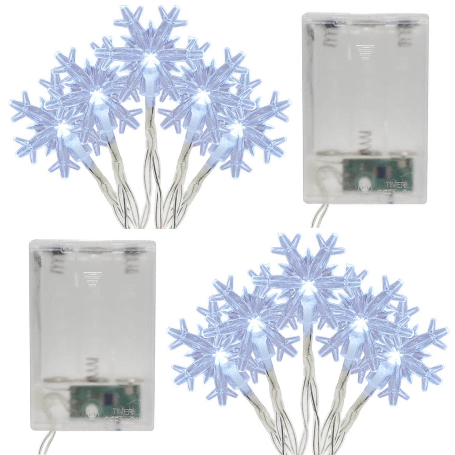 Battery Operated LED Mini Snowflake String Lights - Set of 2