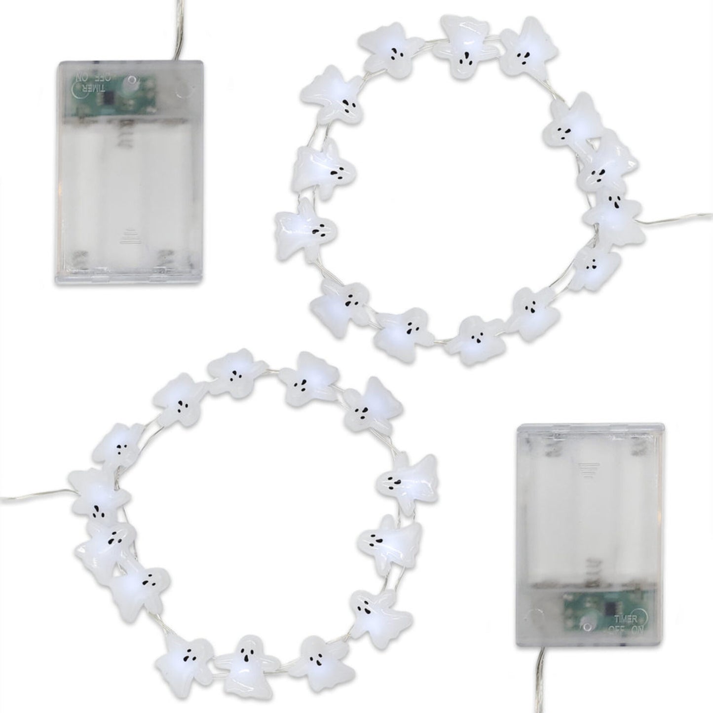 Battery Operated LED Fairy String Lights with Ghost Motif - Set of 2