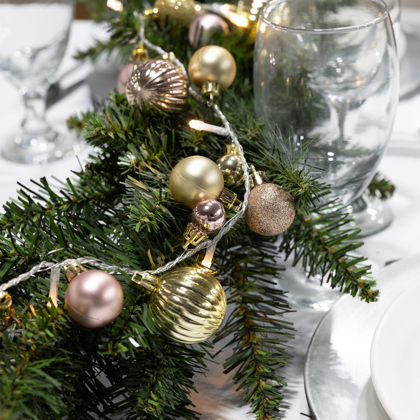 Battery Operated String Lights with Christmas Ornaments