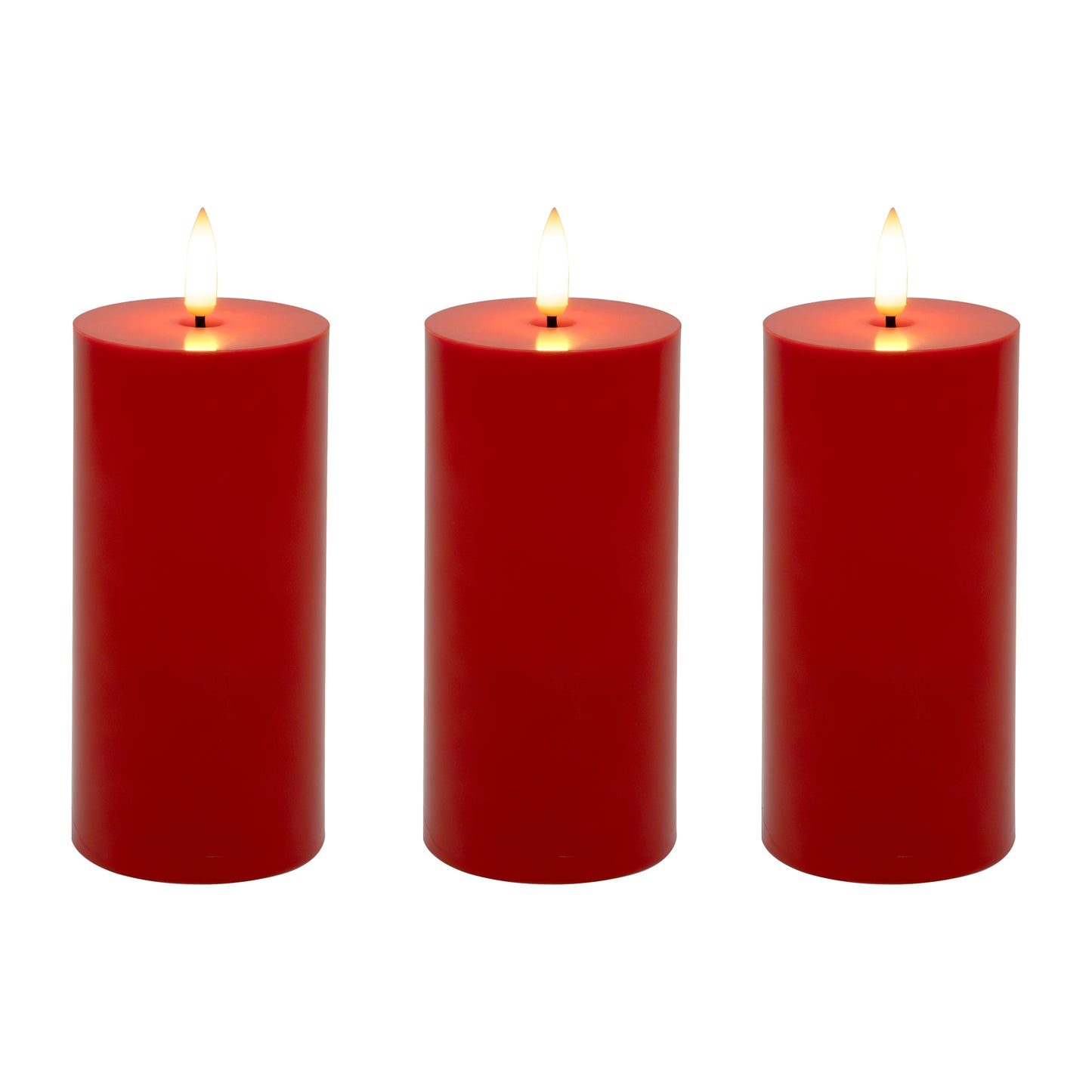 Battery Operated 3D Wick Pillar Candles, - Set of 3