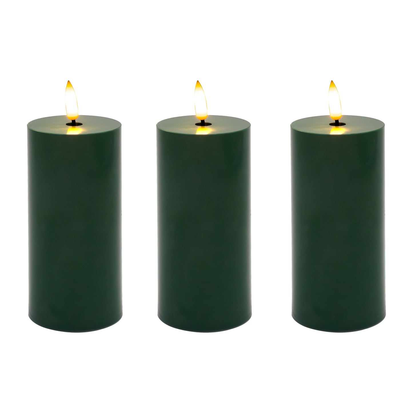 Battery Operated 3D Wick Pillar Candles, - Set of 3