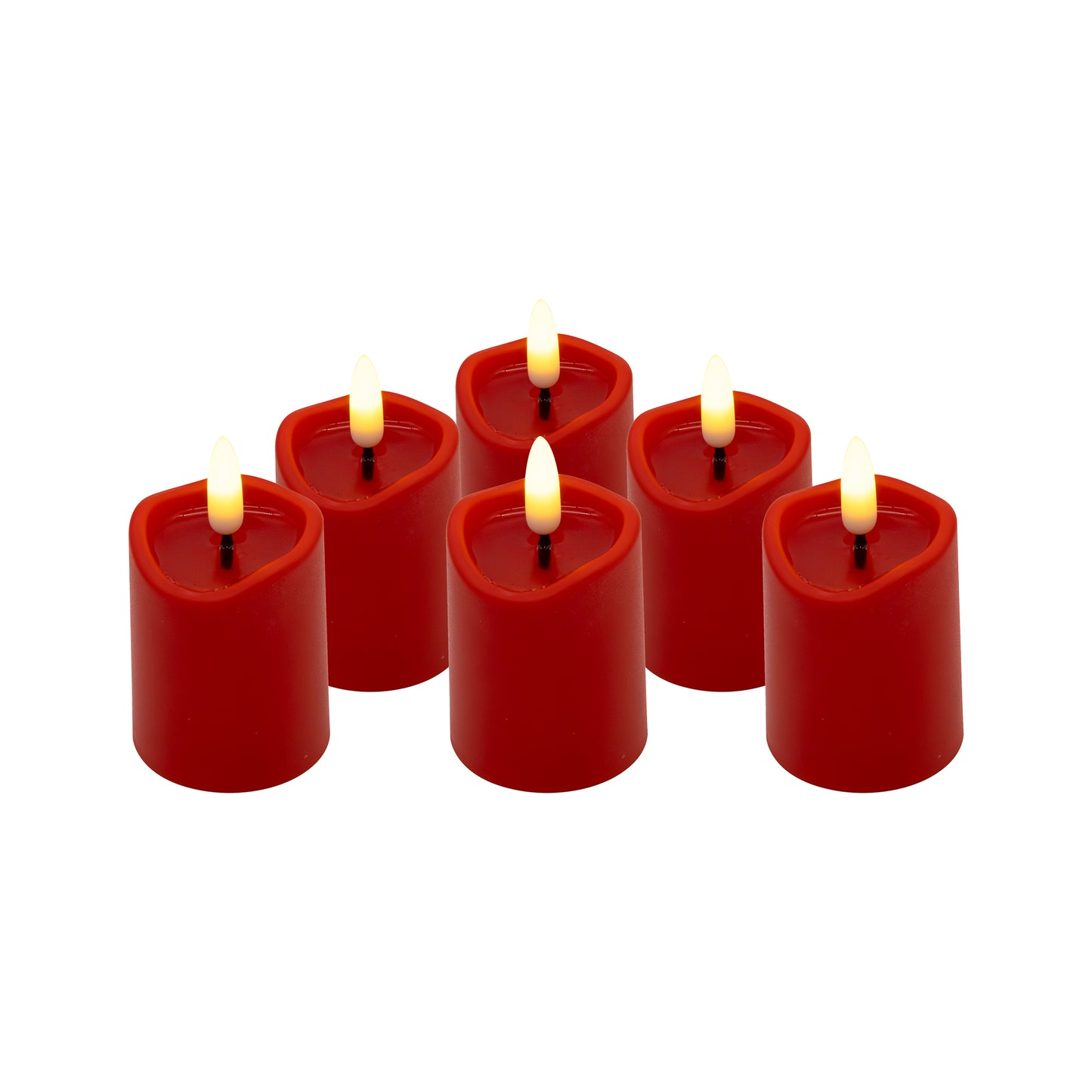 Battery Operated 3D Wick Flame Mini Pillars - Set of 6