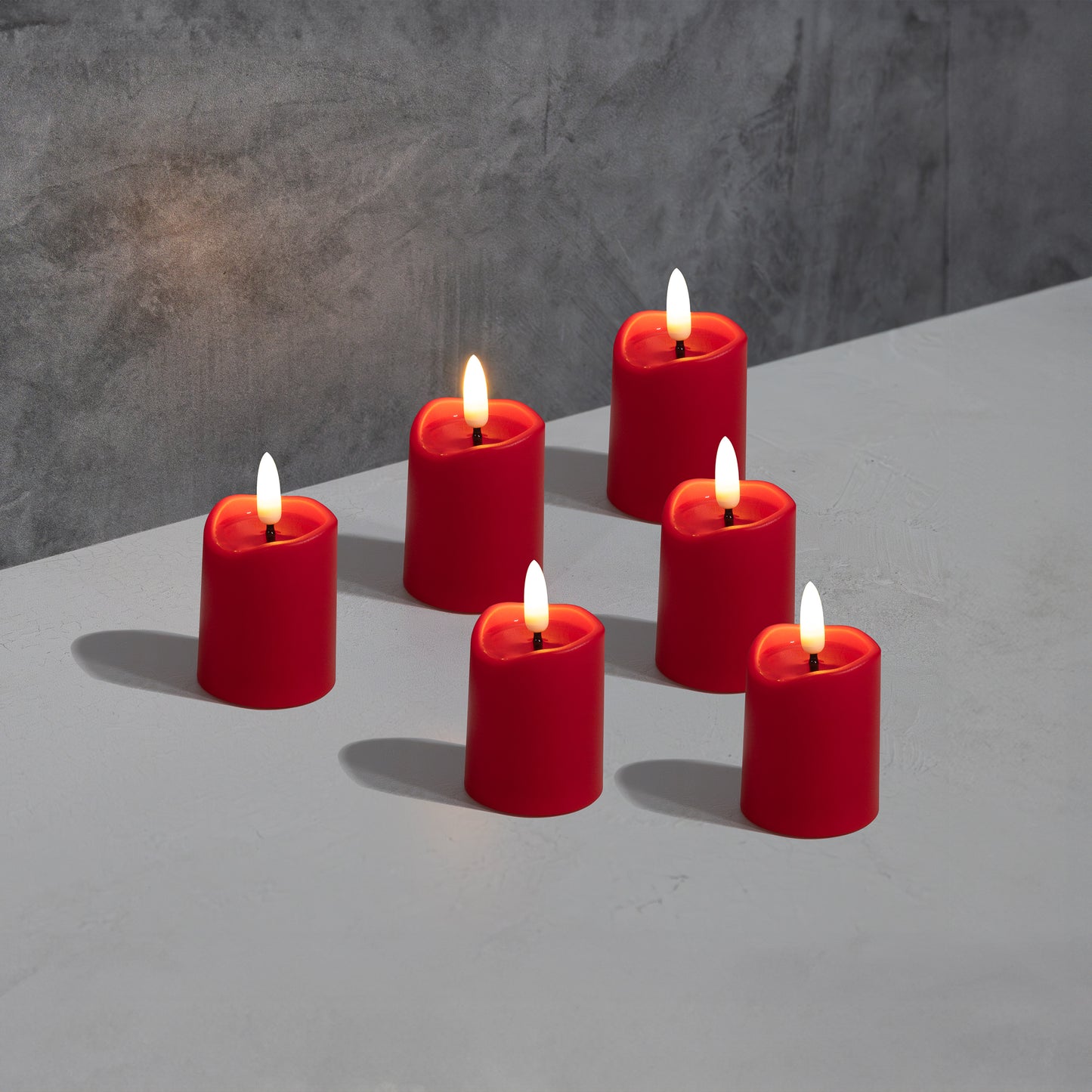 Battery Operated 3D Wick Flame Mini Pillars - Set of 6