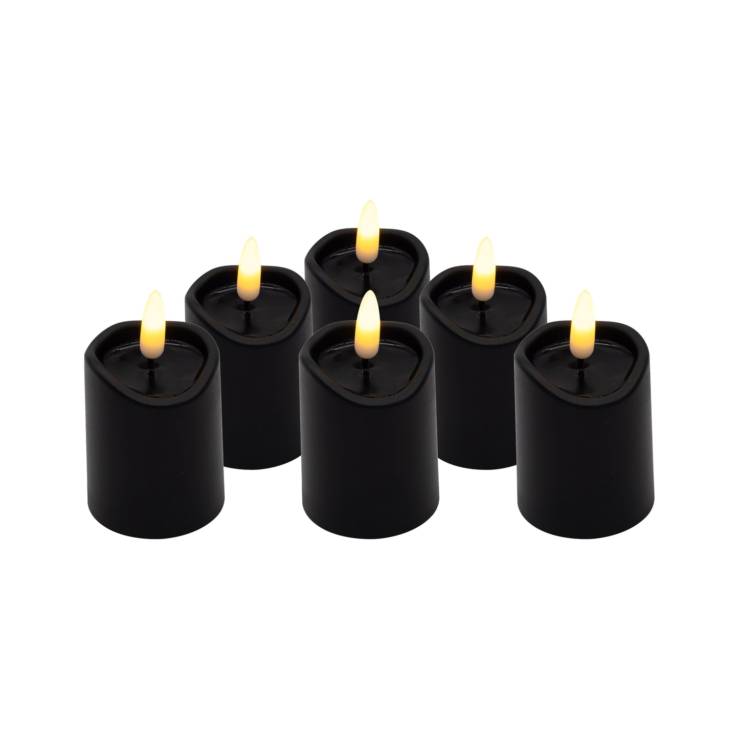 Battery Operated 3D Wick Flame Mini Pillars - Set of 6