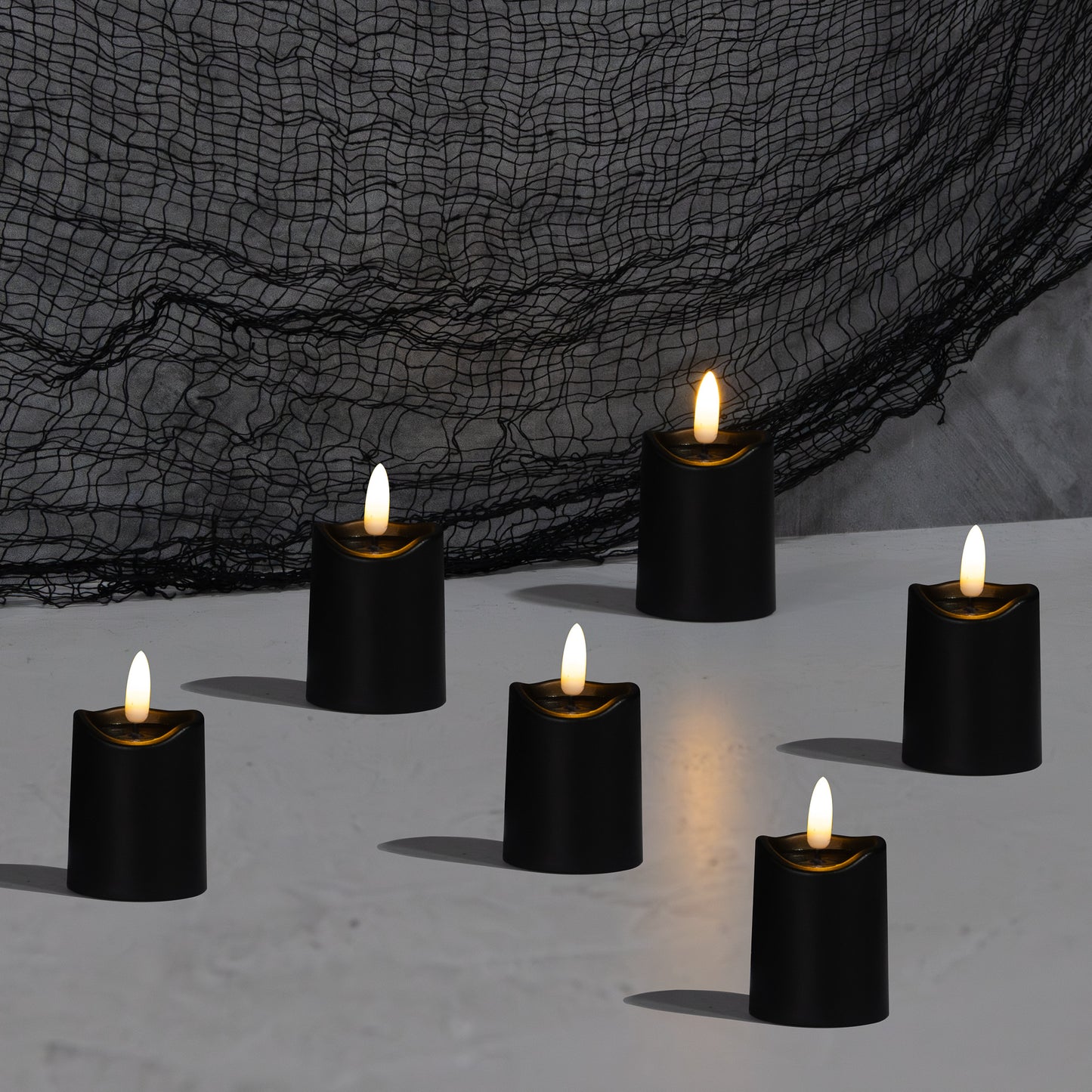 Battery Operated 3D Wick Flame Mini Pillars - Set of 6