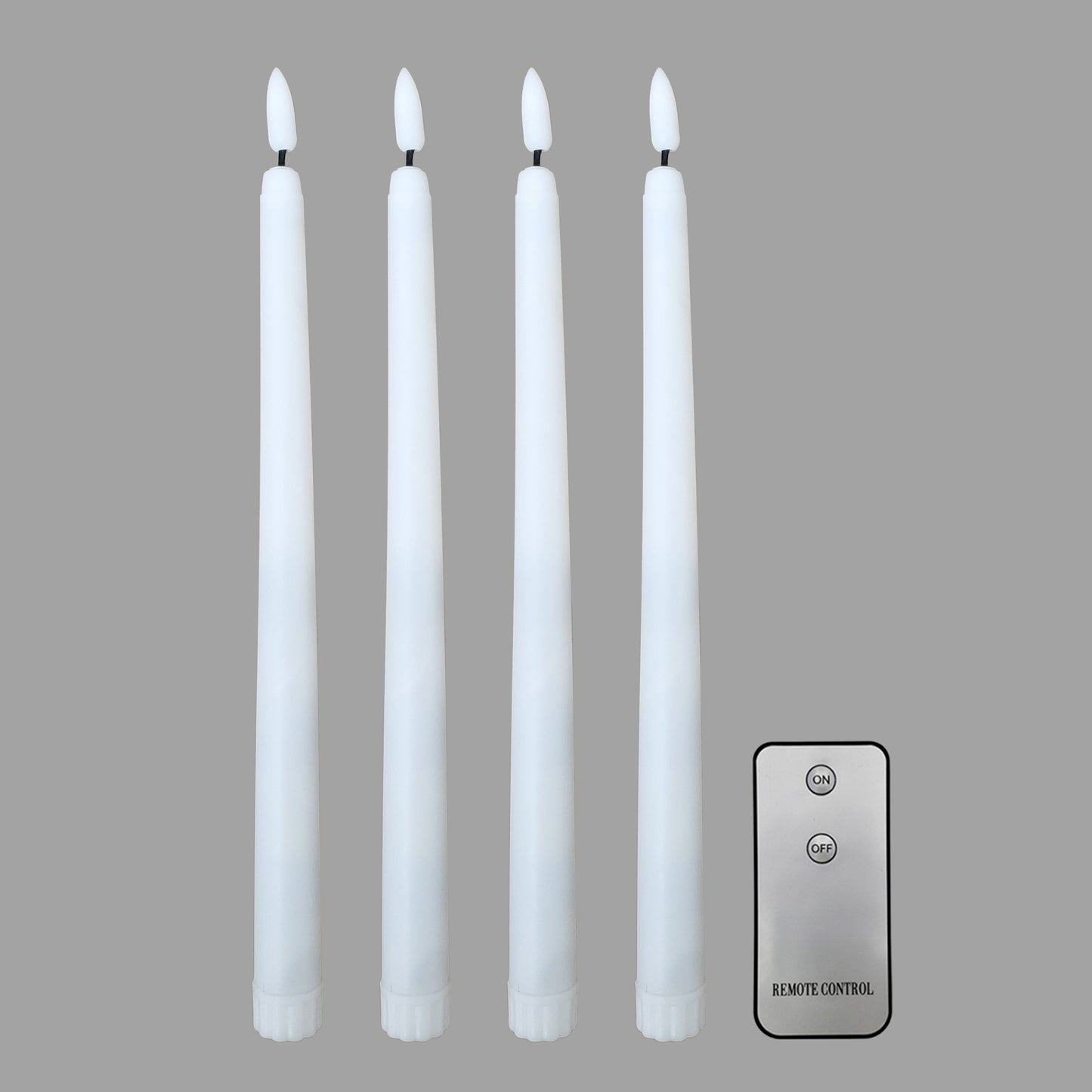 Battery-Operated 3D Wick Flame Taper Candles with Remote Control - Set of 4