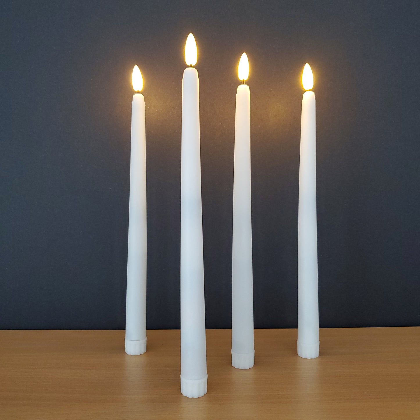 Battery-Operated 3D Wick Flame Taper Candles with Remote Control - Set of 4