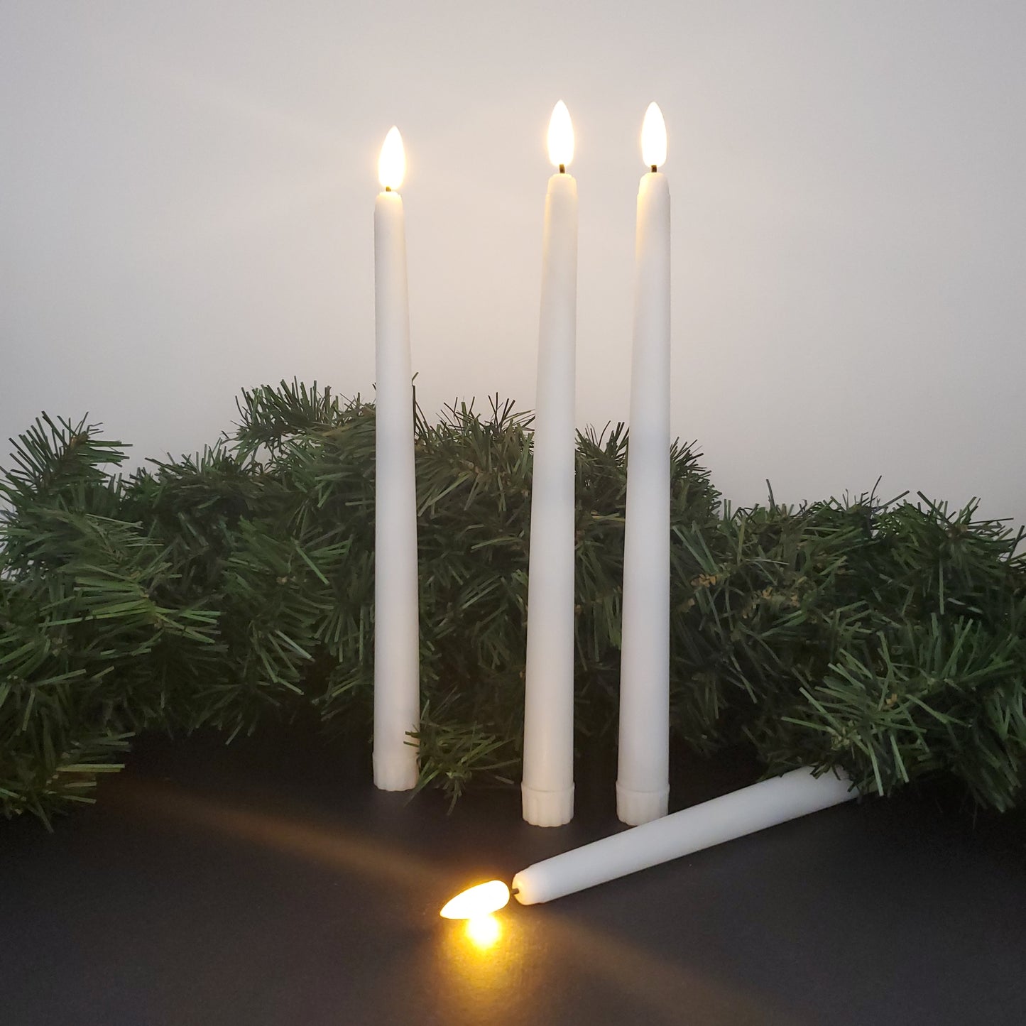 Battery-Operated 3D Wick Flame Taper Candles with Remote Control - Set of 4