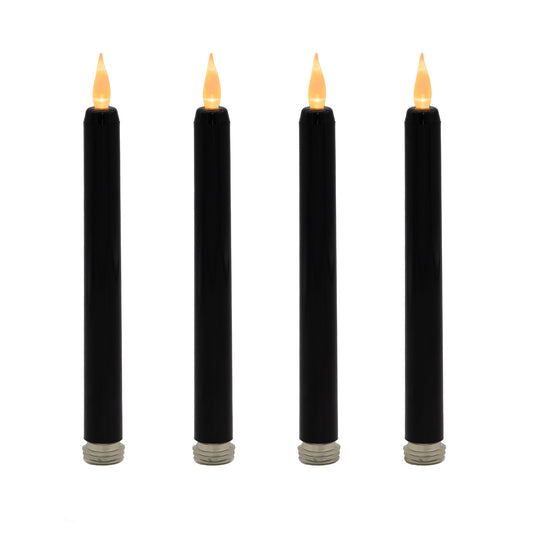 Battery Operated Taper Candles, Black - Set of 4