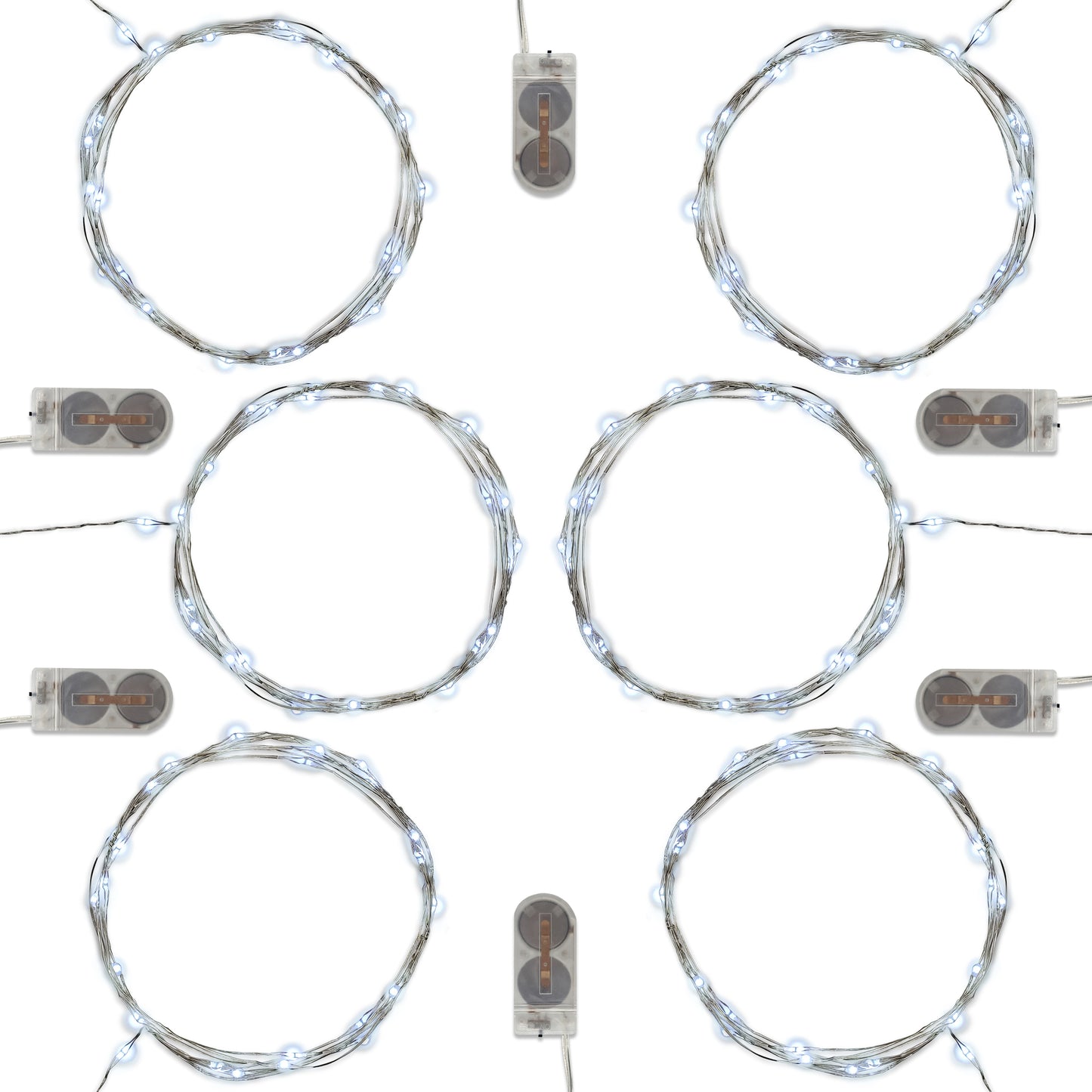 Battery Operated LED Fairy String Lights - Set of 6 - Cool White