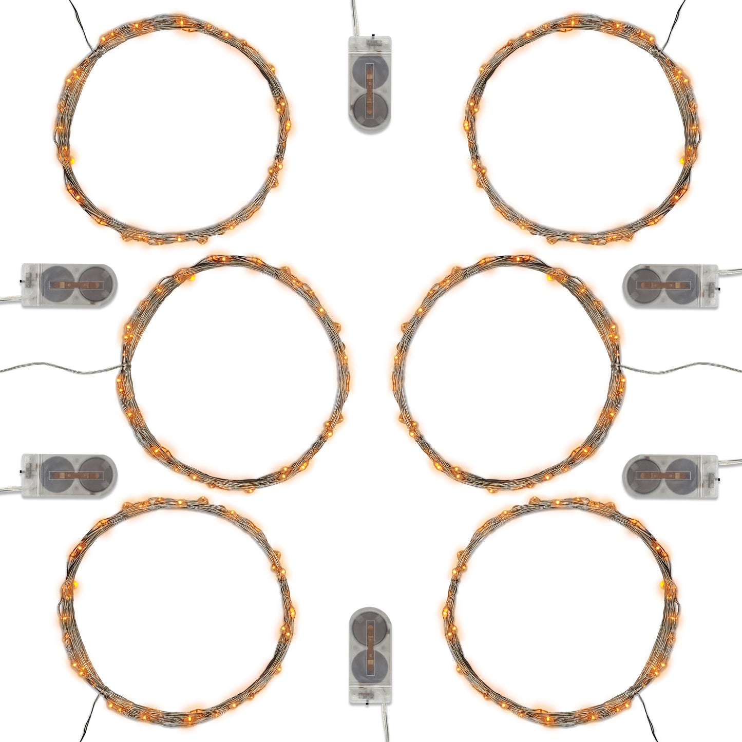 Battery Operated LED Fairy String Lights - Set of 6 - Orange