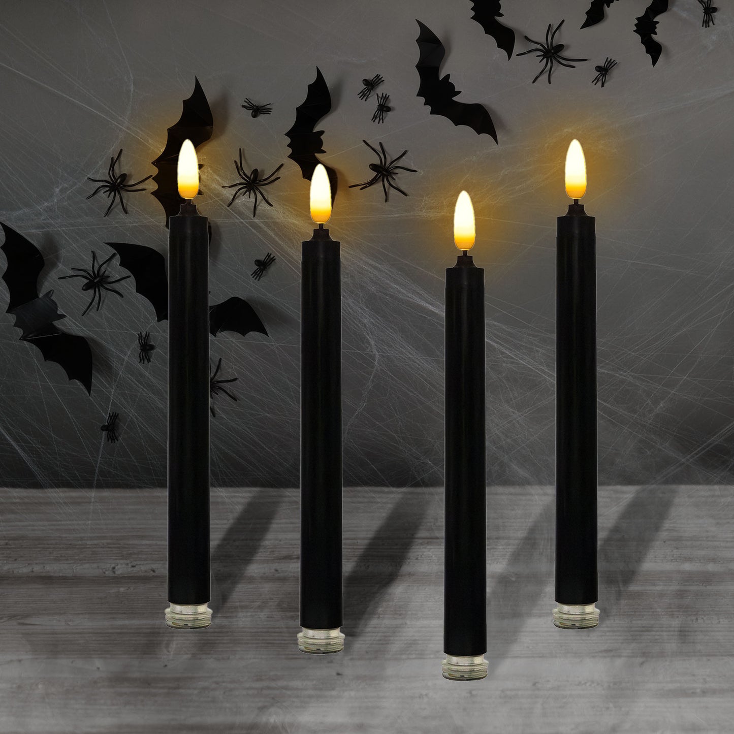 Battery Operated 3D Wick Flame Taper Candles - Set of 4