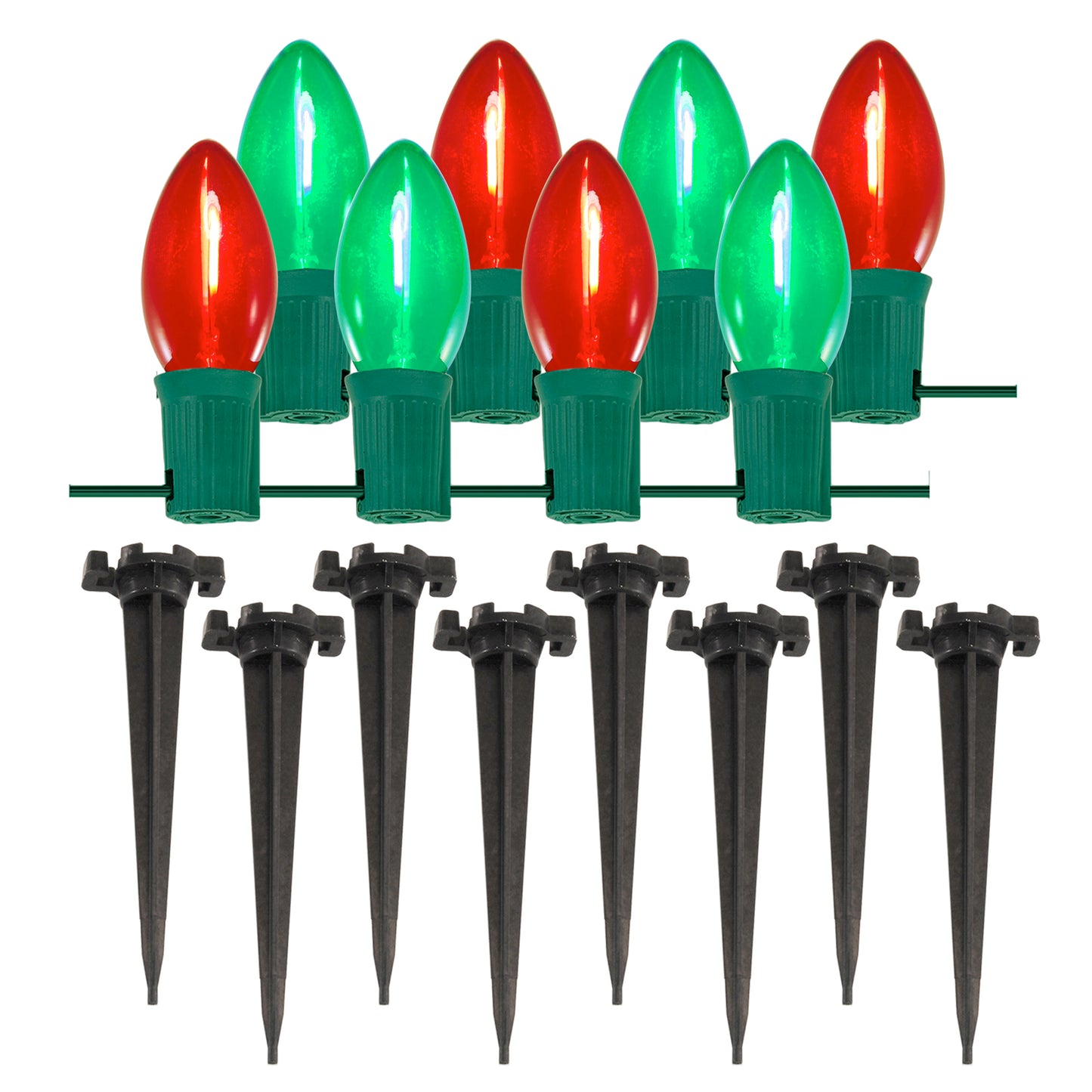 Electric Pathway Lights with 8 Red and Green LED Bulbs