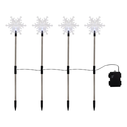 Battery Operated Snowflake Yard Lights - Set of 4