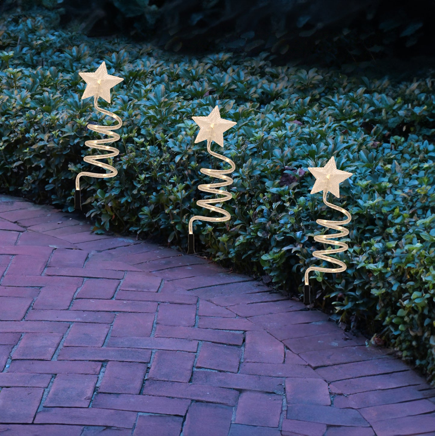 Battery Operated Spiral Star Yard Lights - Set of 3