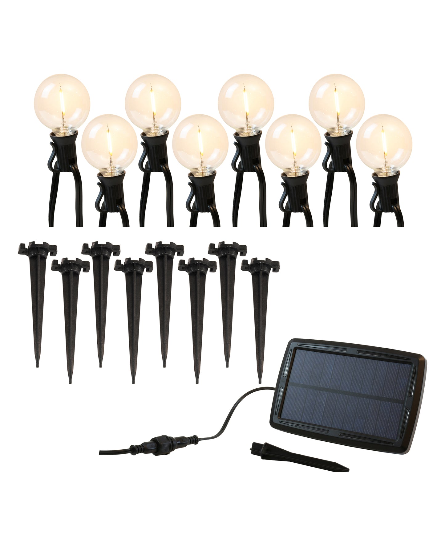 Solar Powered Pathway Lights with 8 White Globe Bulbs