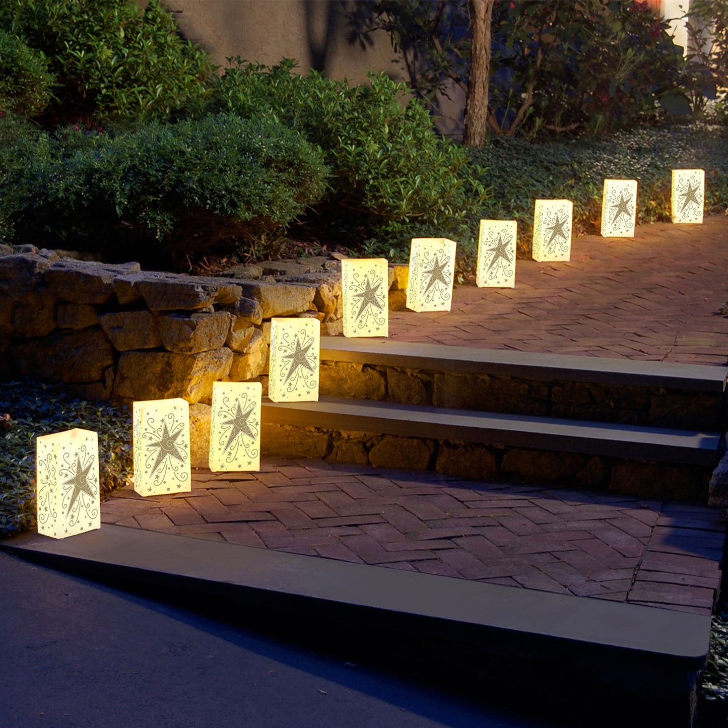 Electric Luminaria Kit, Gold Star - Set of 10