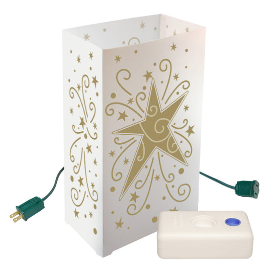 Electric Luminaria Kit, Gold Star - Set of 10 - with LumaBases