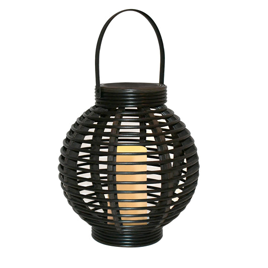 Solar Powered Basket Lantern with LED Candle